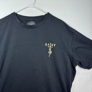 Saint Morta Mens Black Graphic T-Shirt Gold Snake Dagger Skull XXL RN 165879